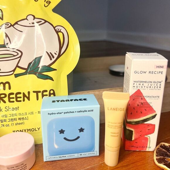 6x mini bundle Glow Recipe Laneige Starface Pink Juice Lip Sleep Mask Glowy Balm - Picture 3 of 8